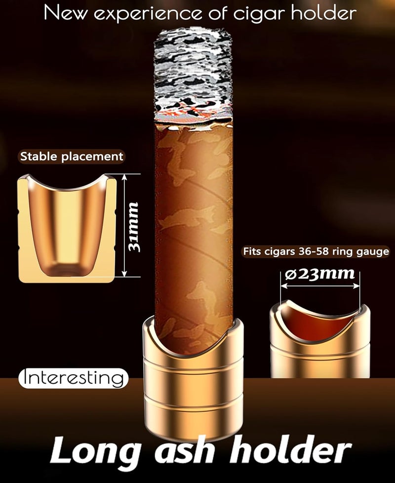 eddyrise Luxury Metal Cigar Holder, Vertical Long Ash Holder & Horizontal Rest, Fits 36-58 Ring Gauge, Essential Cigar Holder Crafted for Steady Balance and Unwavering Hold, Compact & Elegant Design (Holder set) - Image 4